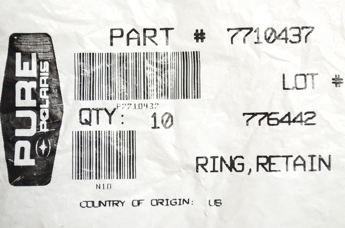 OEM Polaris 7710437 Retaining Ring Qty 2 NOS