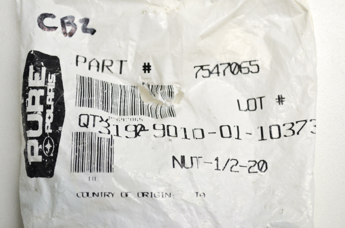OEM Polaris 7547065 Nylok Nut 1/2-20 Qty 2