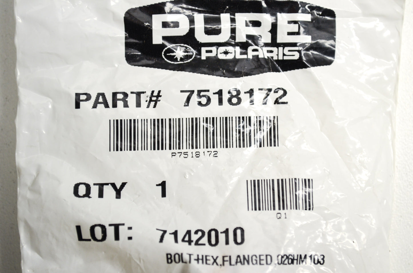 OEM Polaris 7518172 Flanged Hex Bolt 026HM103 NOS