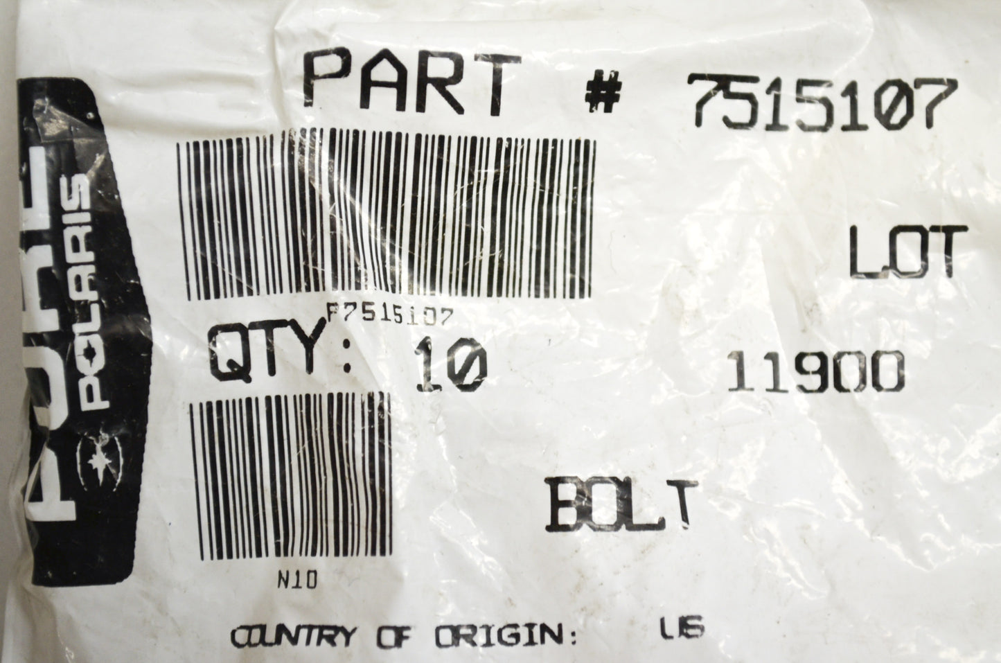 OEM Polaris 7515107 Bolt Qty 7 NOS