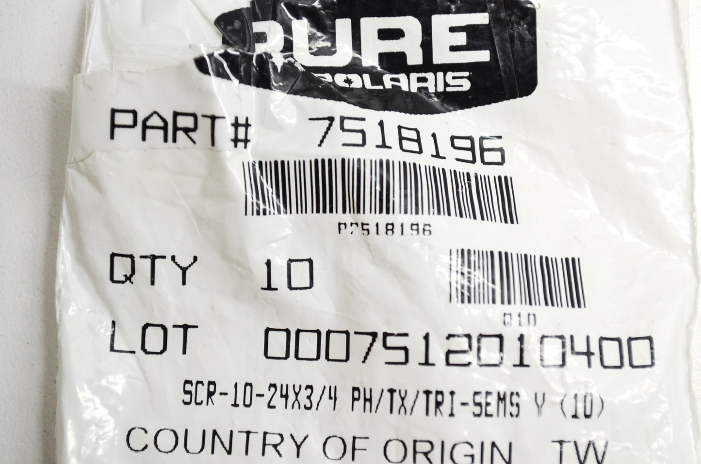 OEM Polaris 7518196 Screw 10-24X3/4 Qty 6 NOS