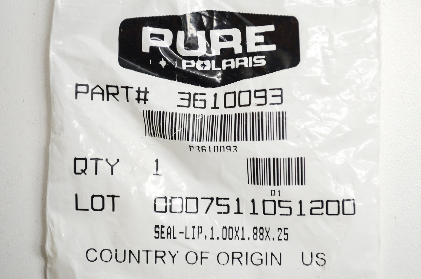 OEM Polaris 3610093 Lip Seal 1.00X1.88X.25 NOS