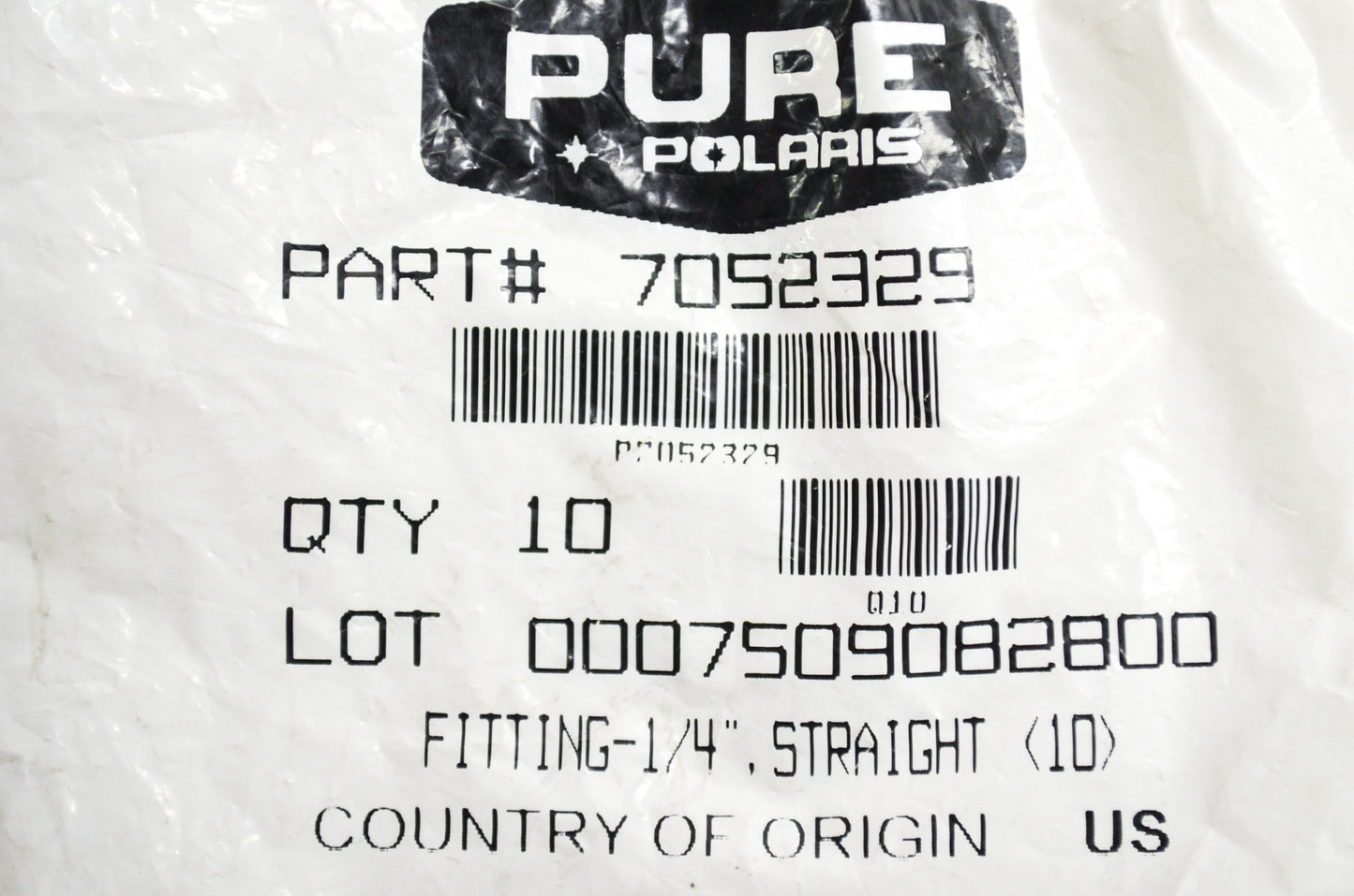 OEM Polaris 7052329 Straight 1/4" Fitting Qty 2 NOS