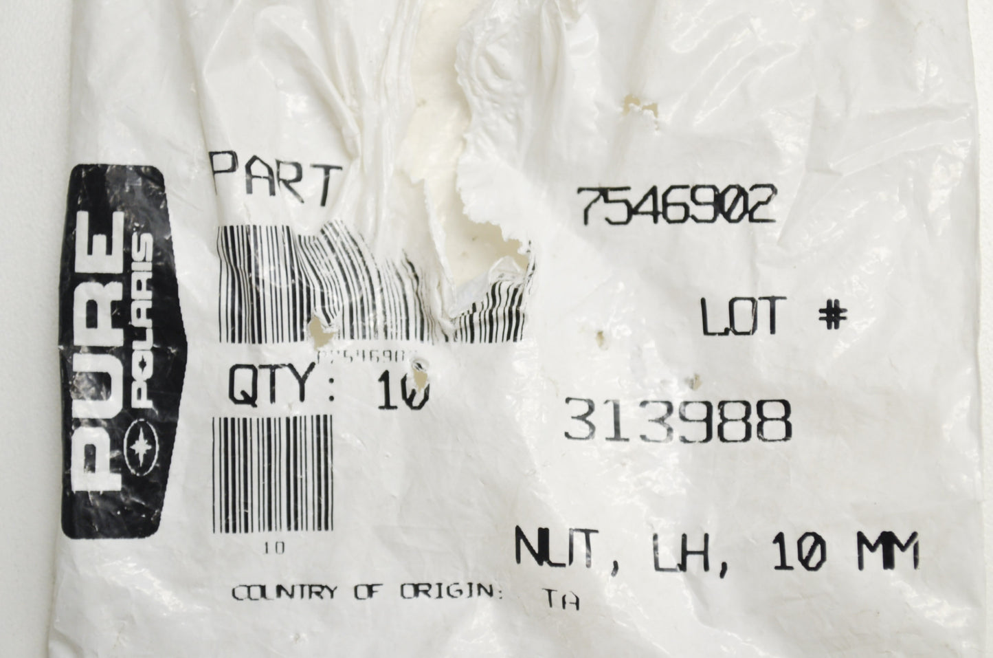 OEM Polaris 7546902 Left Hand Nut 10mm Qty 3 NOS