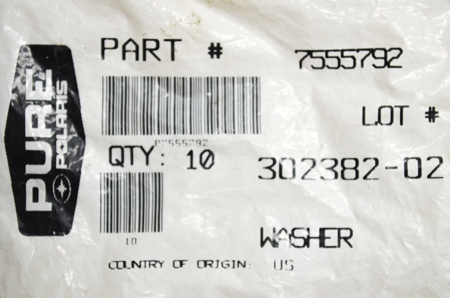 OEM Polaris 7555792 Washer Qty 5 NOS