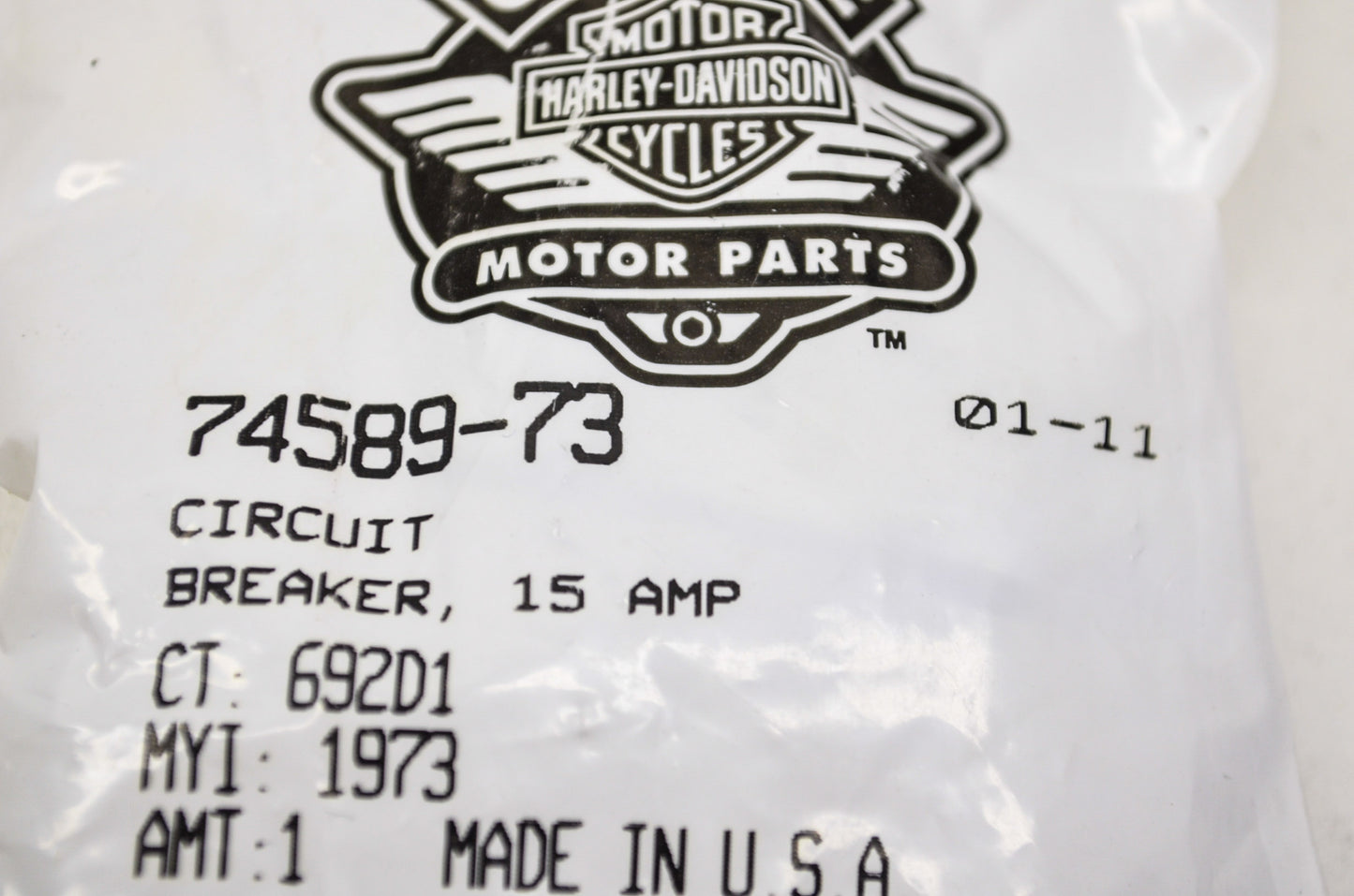 OEM Harley-Davidson 74589-73 Circuit Breaker 15 AMP NOS