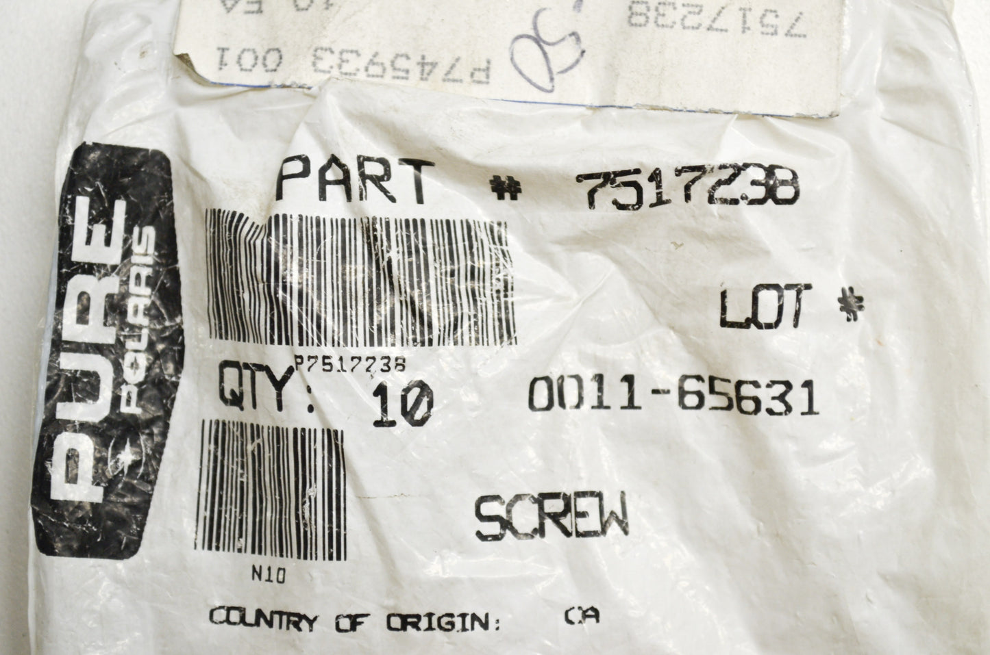 OEM Polaris 7517238 Screw Qty 4 NOS
