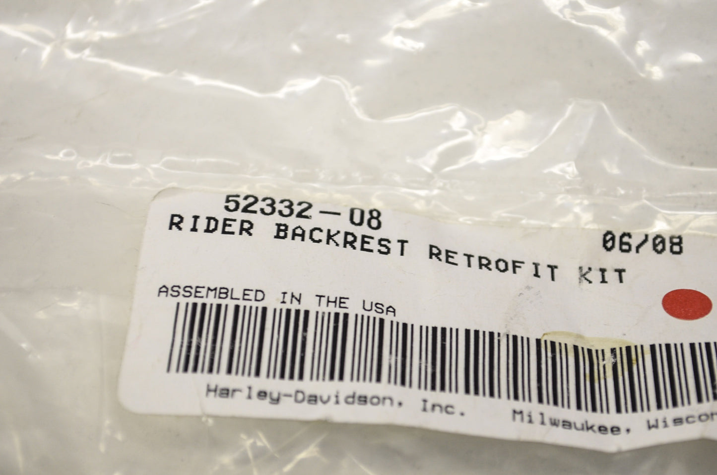 Rider Backrest Retrofit Kit NOS