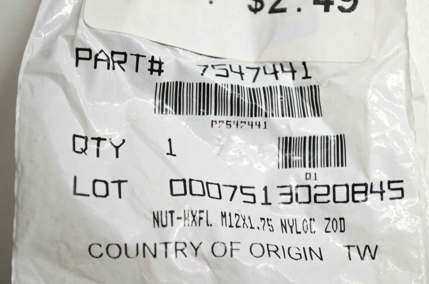 OEM Polaris 7547441 Nyloc Hex Flange Nut M12X1.75 Qty 2 NOS