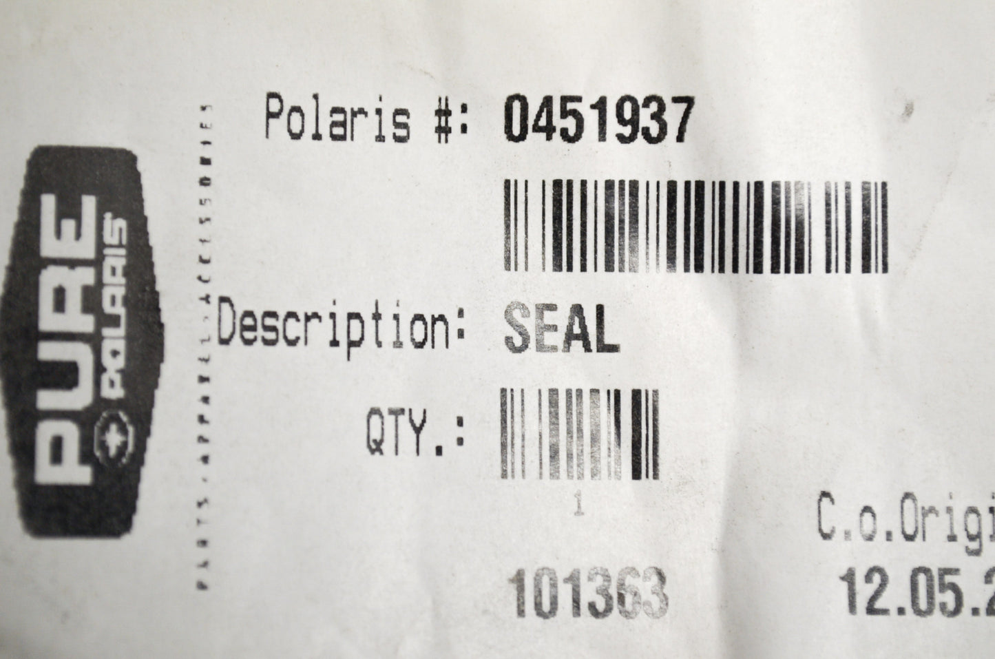 OEM Polaris 451937 Plastic Cap O-Ring NOS