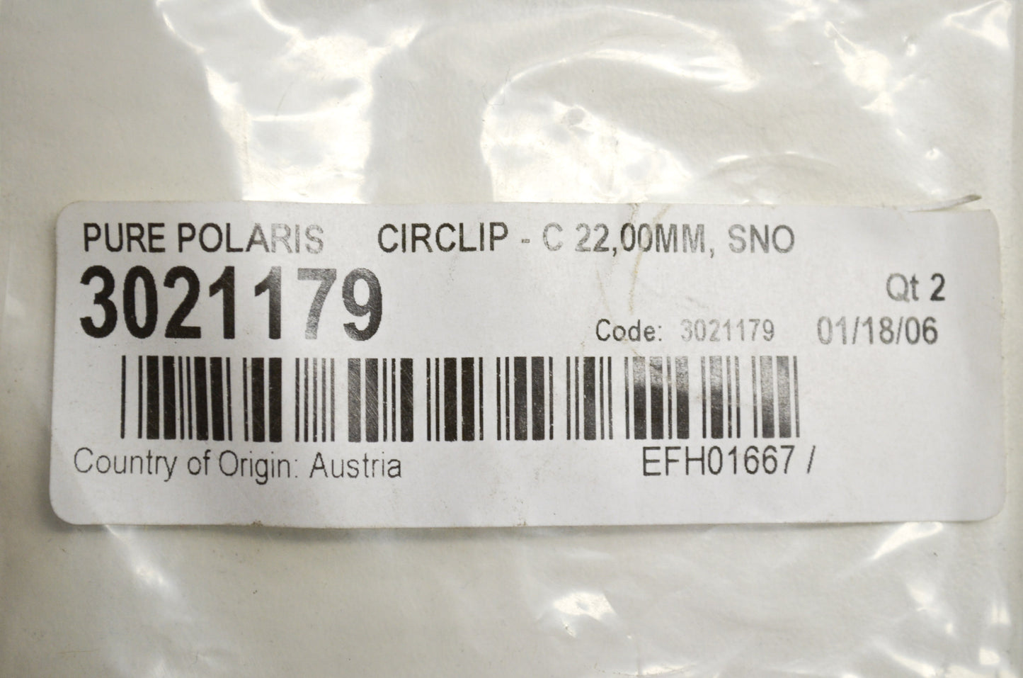 OEM Polaris 3021179 Piston Circlip 22mmx1.6 Qty 2 NOS