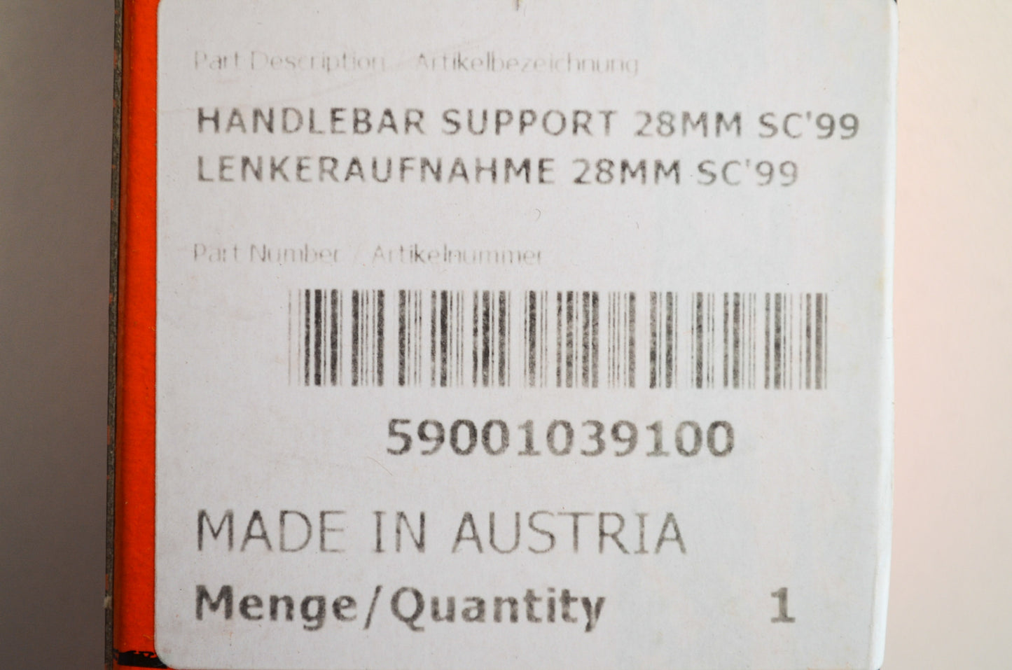 OEM KTM 59001039100 Handlebar Support 28mm NOS