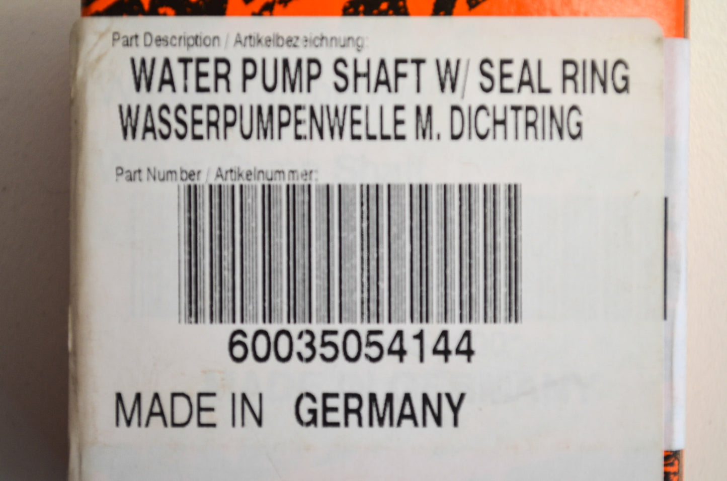 OEM KTM 60035054144 Water Pump Shaft w/ Seal Ring NOS