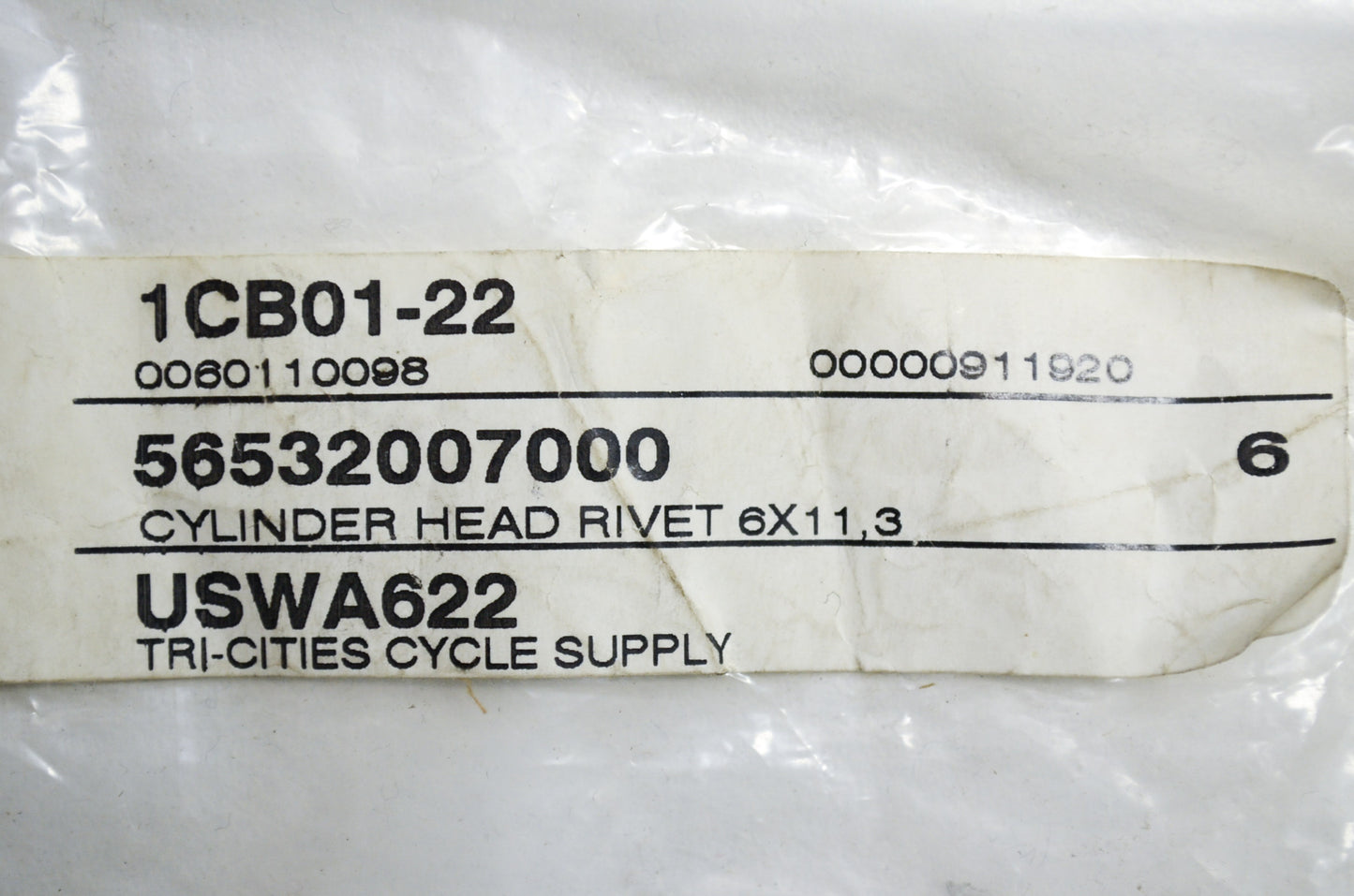 Cylinder Head Rivets Qty 6 NOS