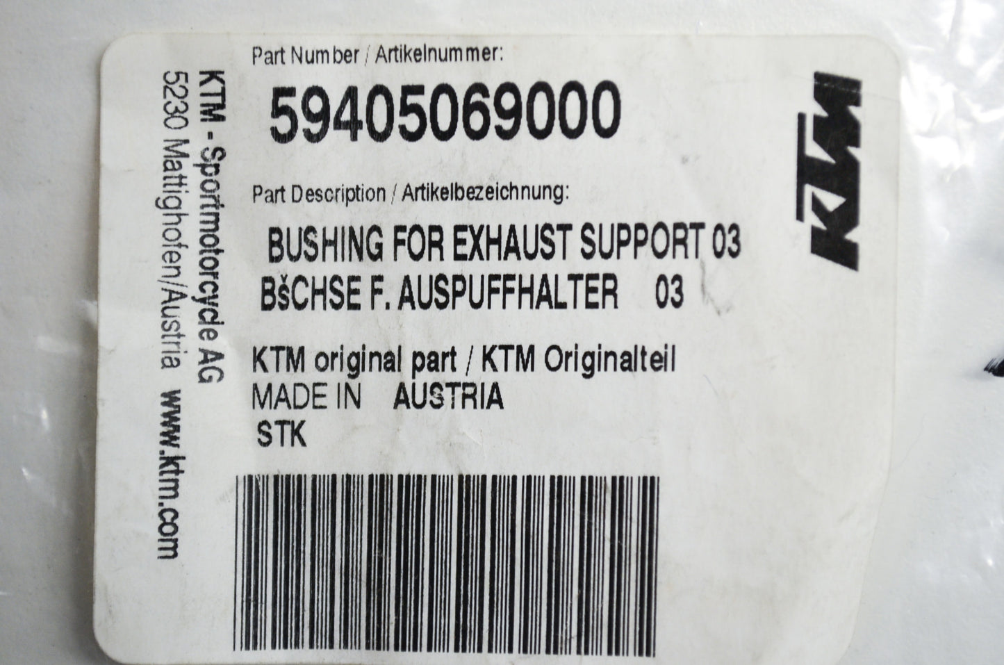 OEM KTM 59405069000 Exhaust Support Bushing NOS