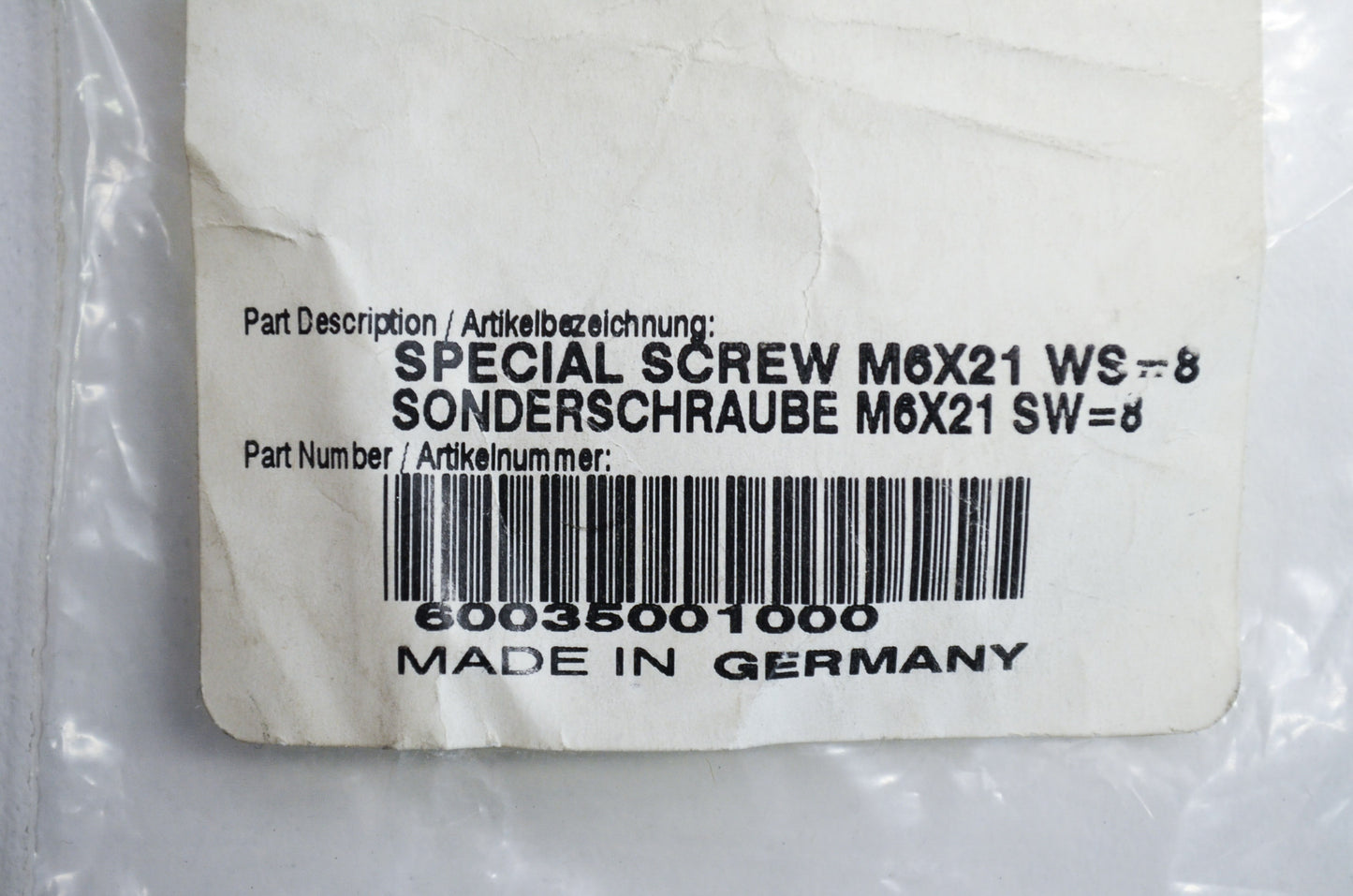 OEM KTM 60035001000 Special Screw M6X21 WS=8 Qty 2 NOS