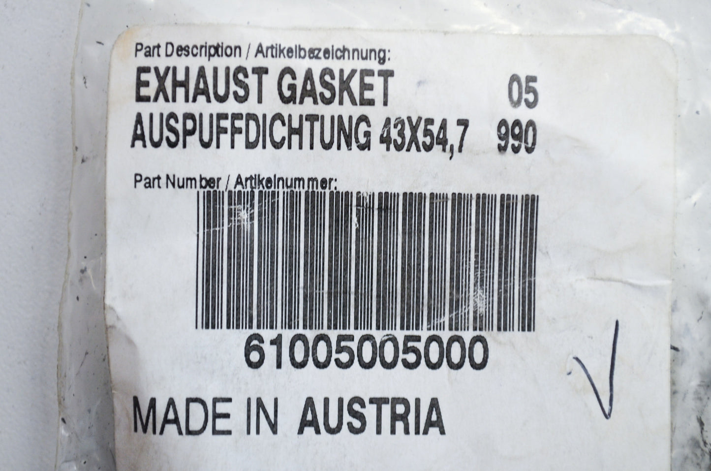OEM KTM 61005005000 Exhaust Gasket NOS