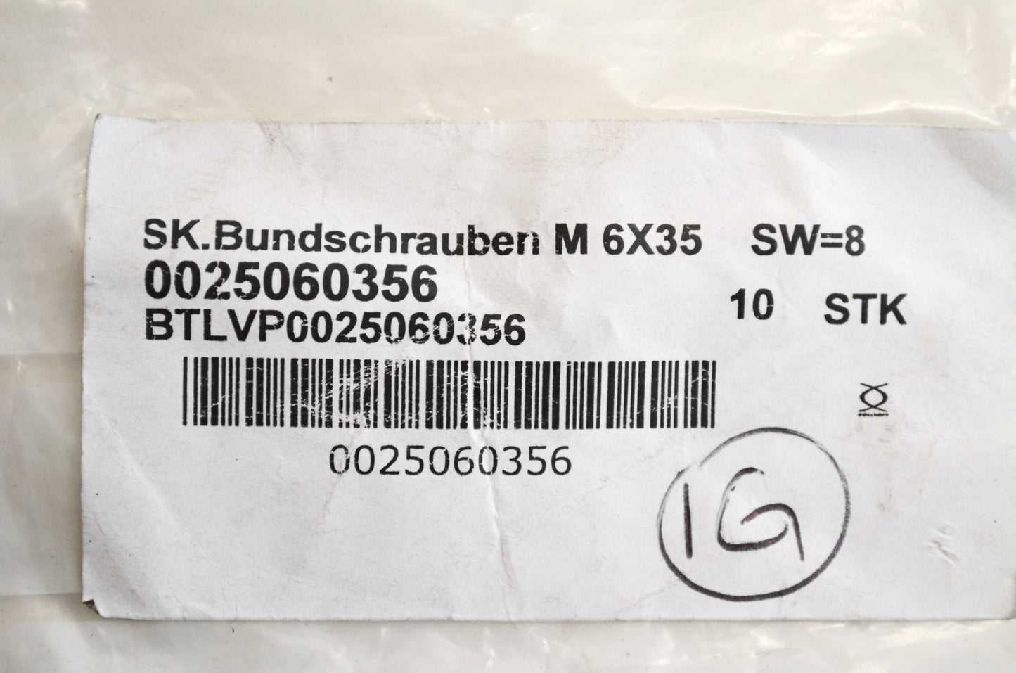 OEM KTM 25060356 Hex Head Collar Screw M6X35 TX30 Qty 9 NOS