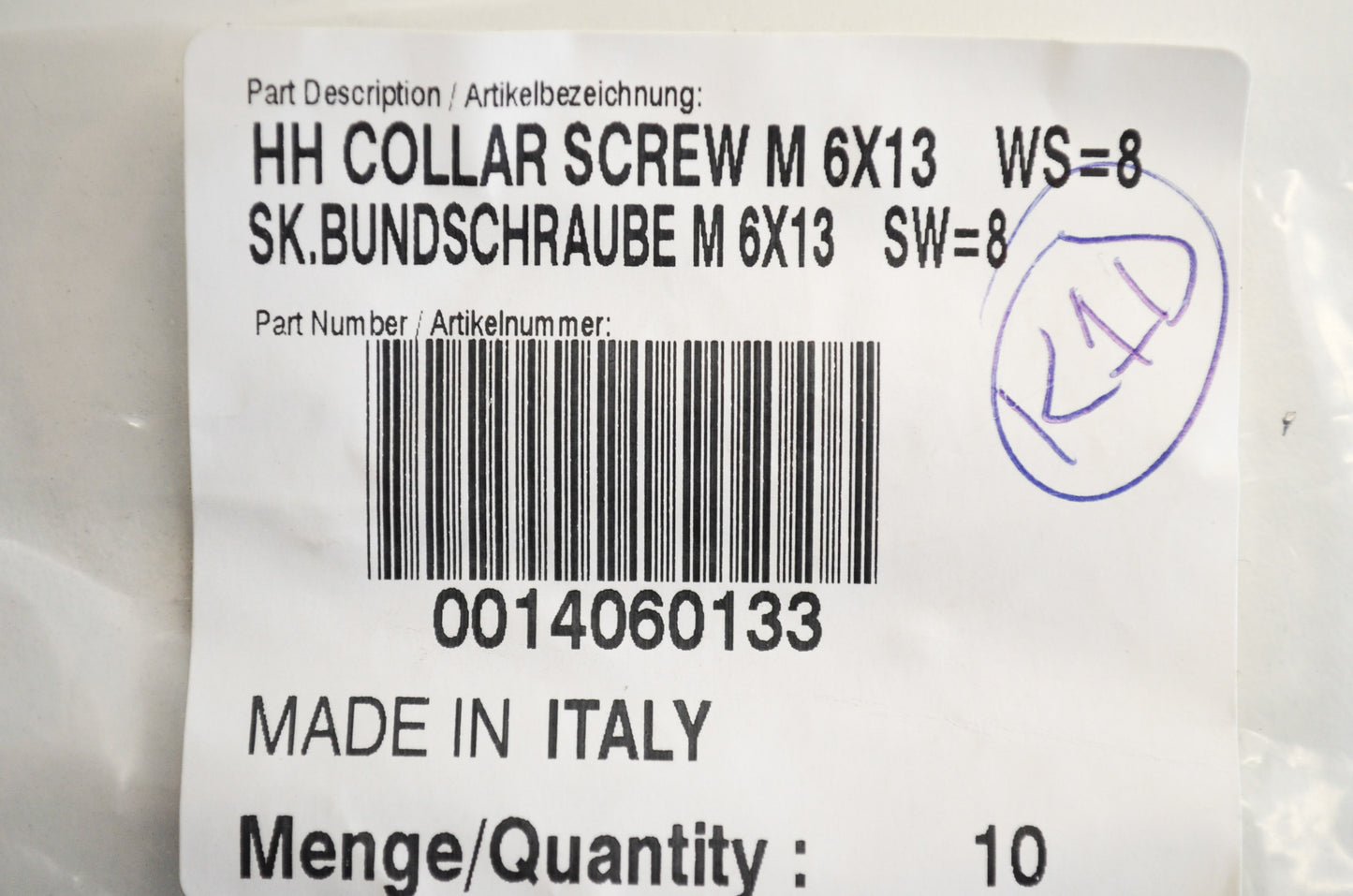 OEM KTM 14060133 Hex Head Collar Screw M6X13 WS=8 Qty 9 NOS