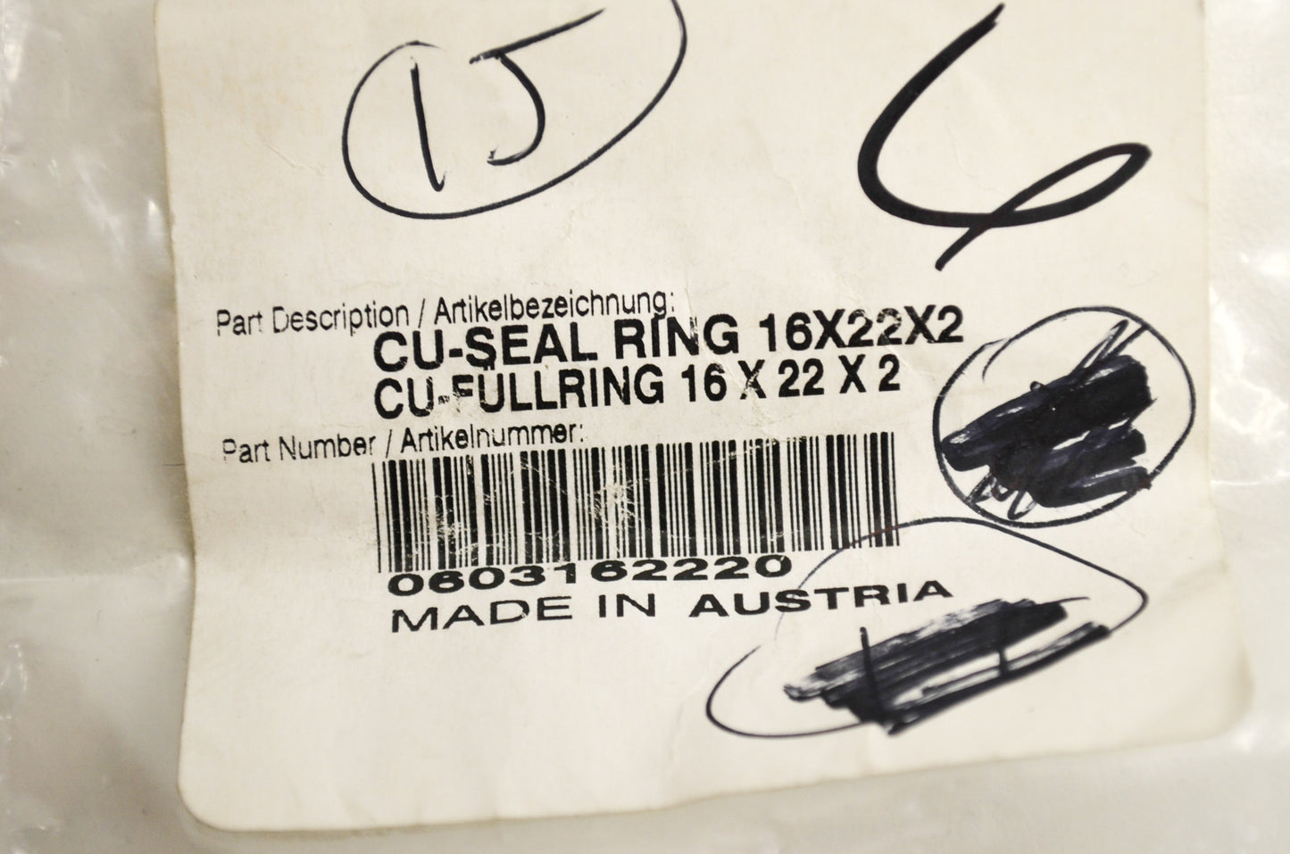 OEM KTM 603162220 Copper Seal RIng 16X22X2 Qty 4 NOS