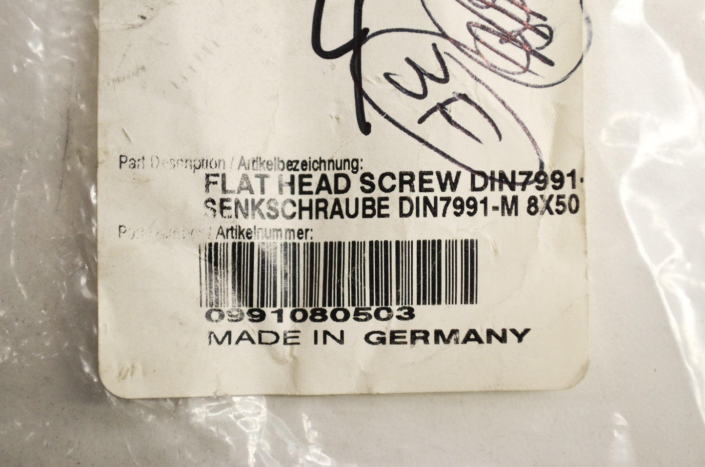 OEM KTM 991080503 Flat Head Screw DIN7991 M8X50 Qty 4 NOS