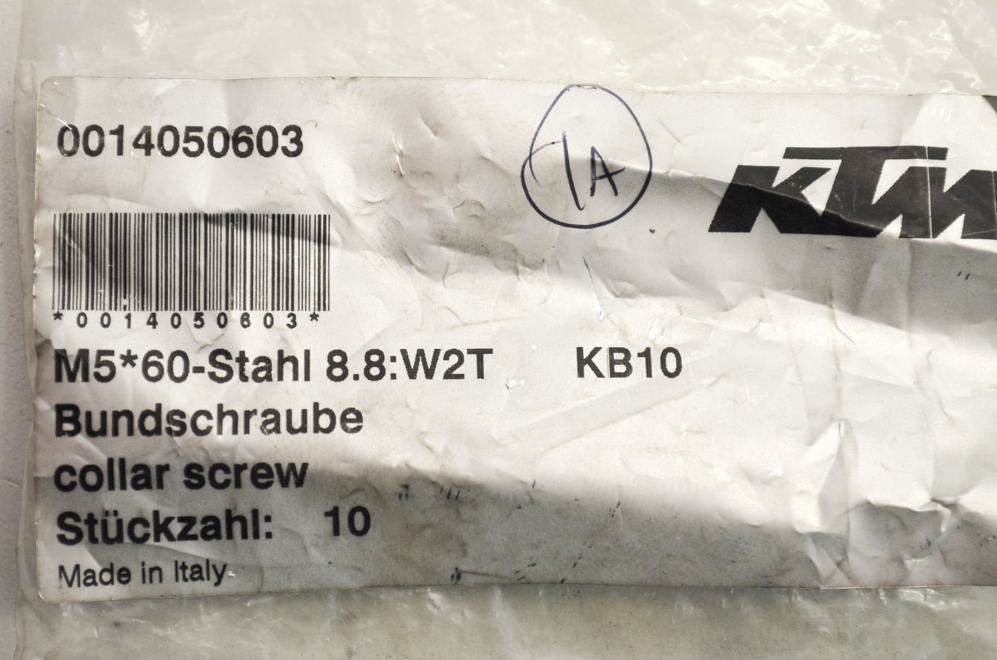 OEM KTM 14050603 Hex Head Collar Screw M5X60 WS=6 Qty 3 NOS