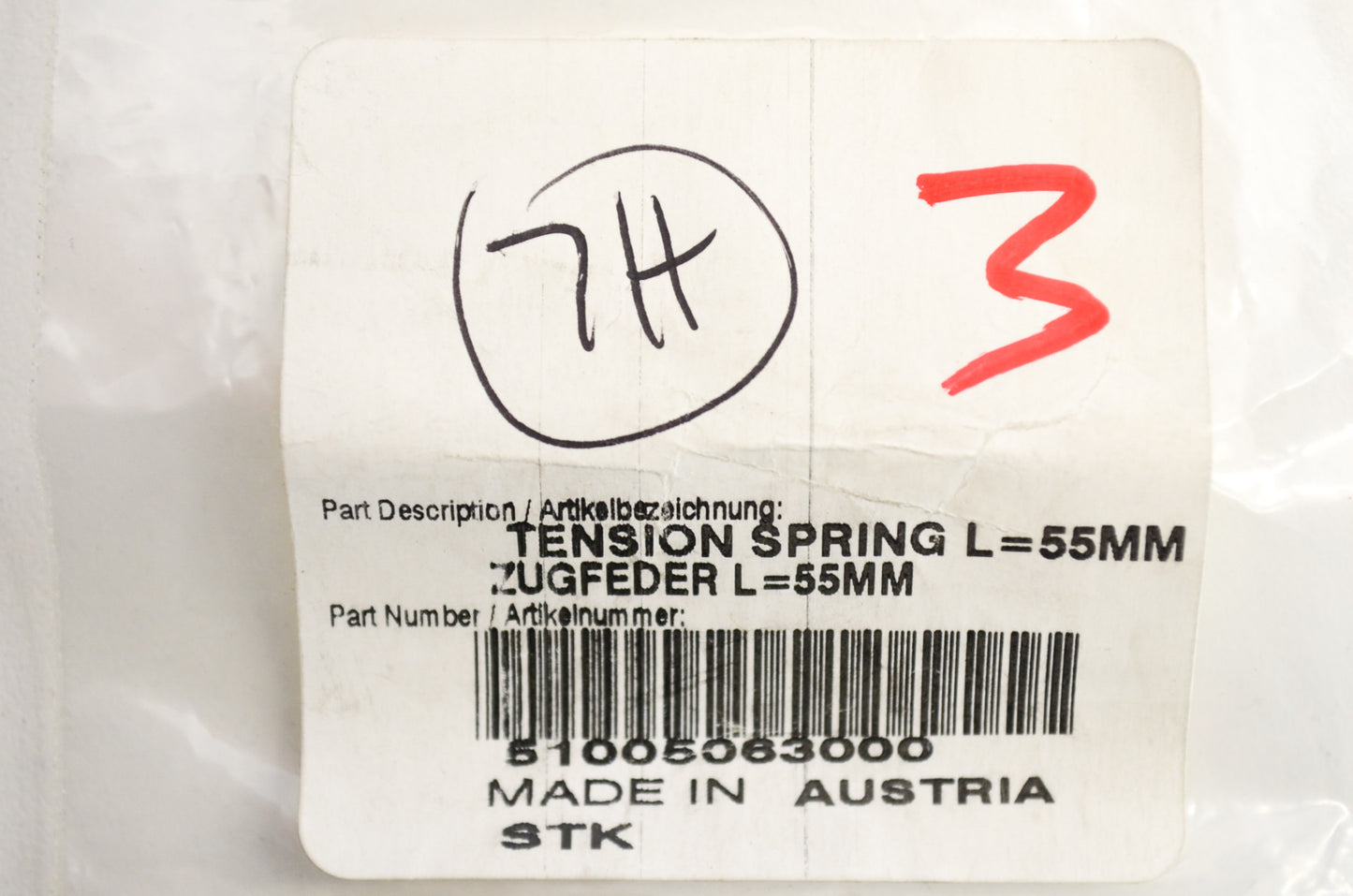 OEM KTM 51005063000 Tension Spring L=55mm NOS
