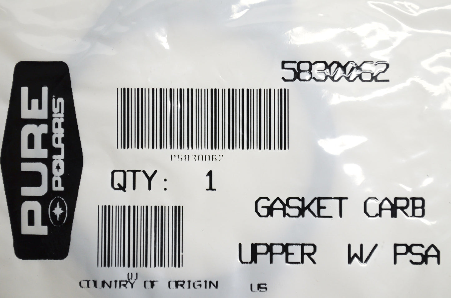 OEM Polaris 5830062 Upper Carburetor Gasket NOS