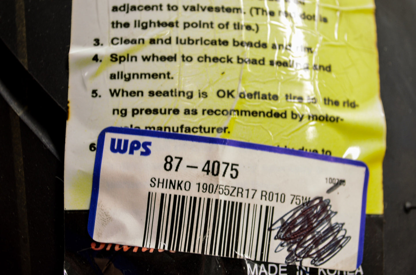 New Shinko R010 Rear Tire 190/55ZR-17