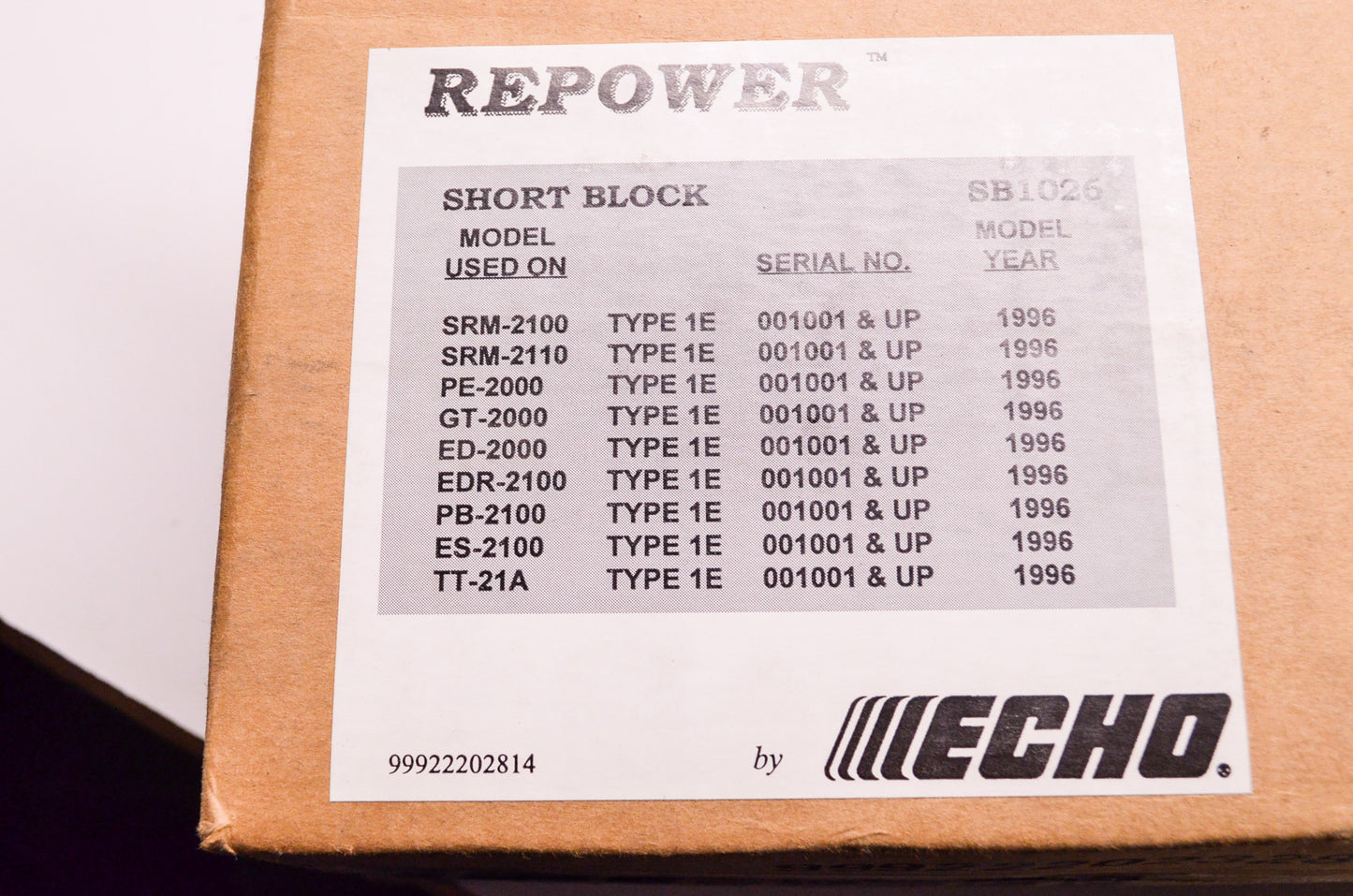 New OEM Echo RePower Short Block Kit SB1026