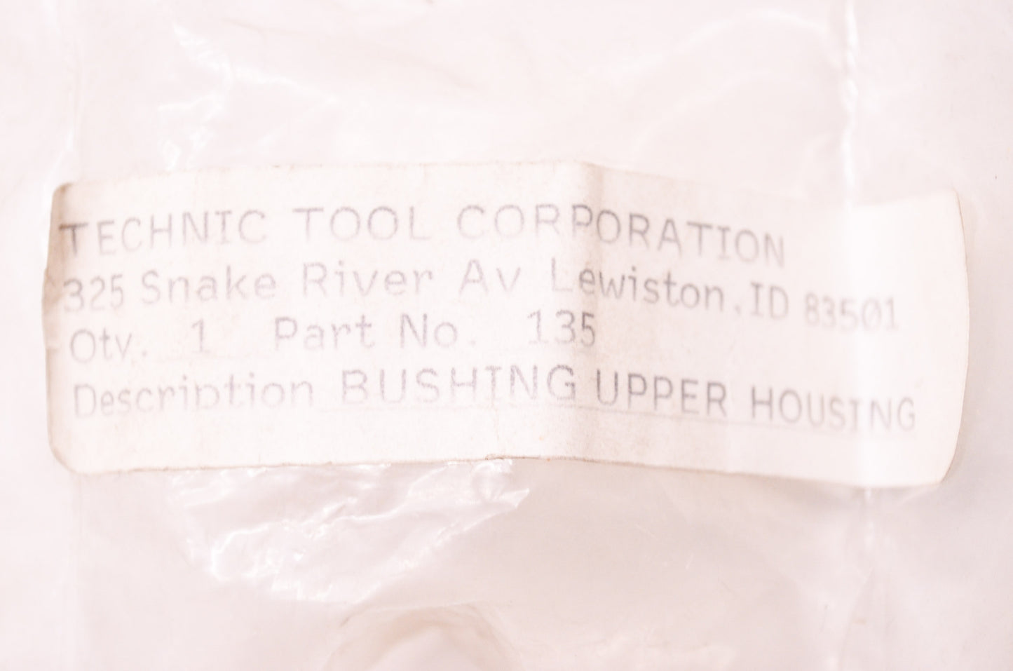 New Technic Tool Corporation Upper Housing Bushing NOS