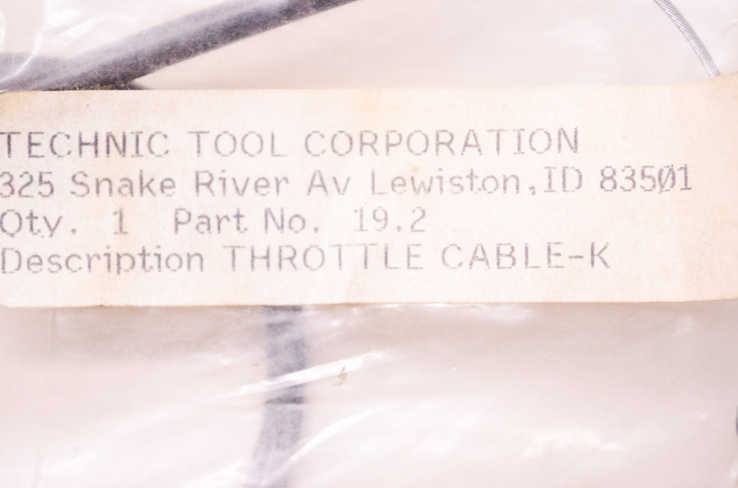 New Technic Tool Corporation Throttle Cable K Power Pruner NOS