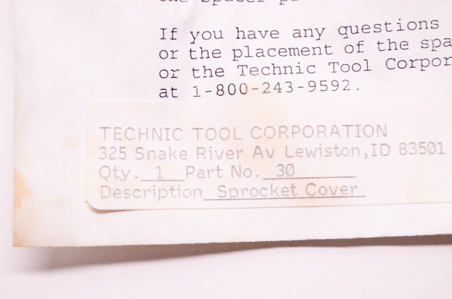 New Technic Tool Corporation Sprocket Cover Power Pruner NOS