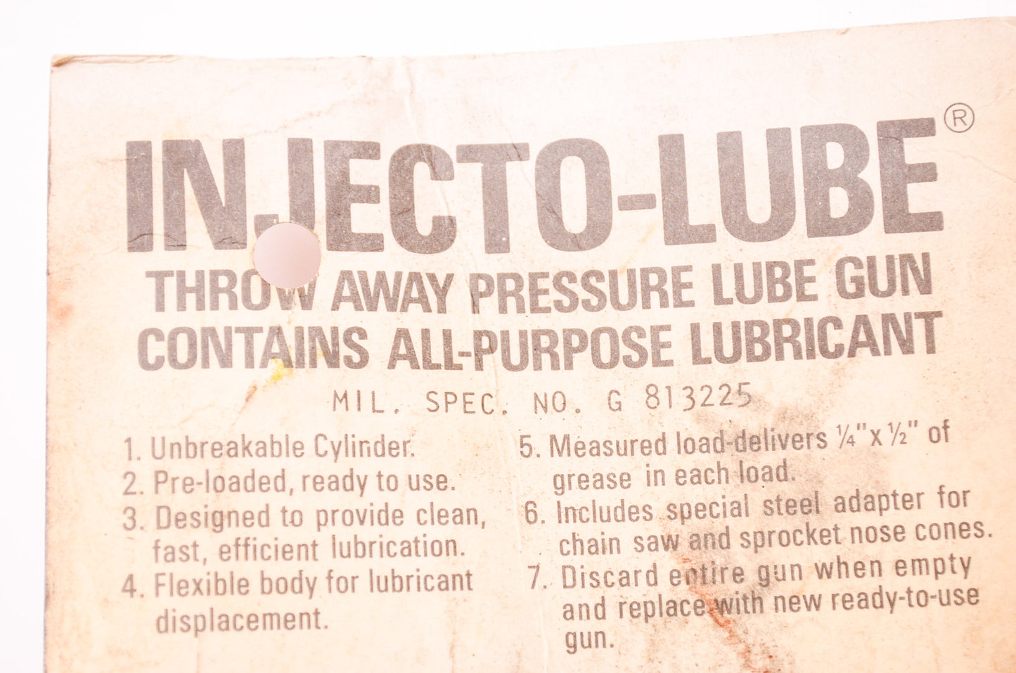 Injecto-Lube Grease Gun All Purpose Lubricant 1.5 oz w/ tip for Chain Saws Rolle