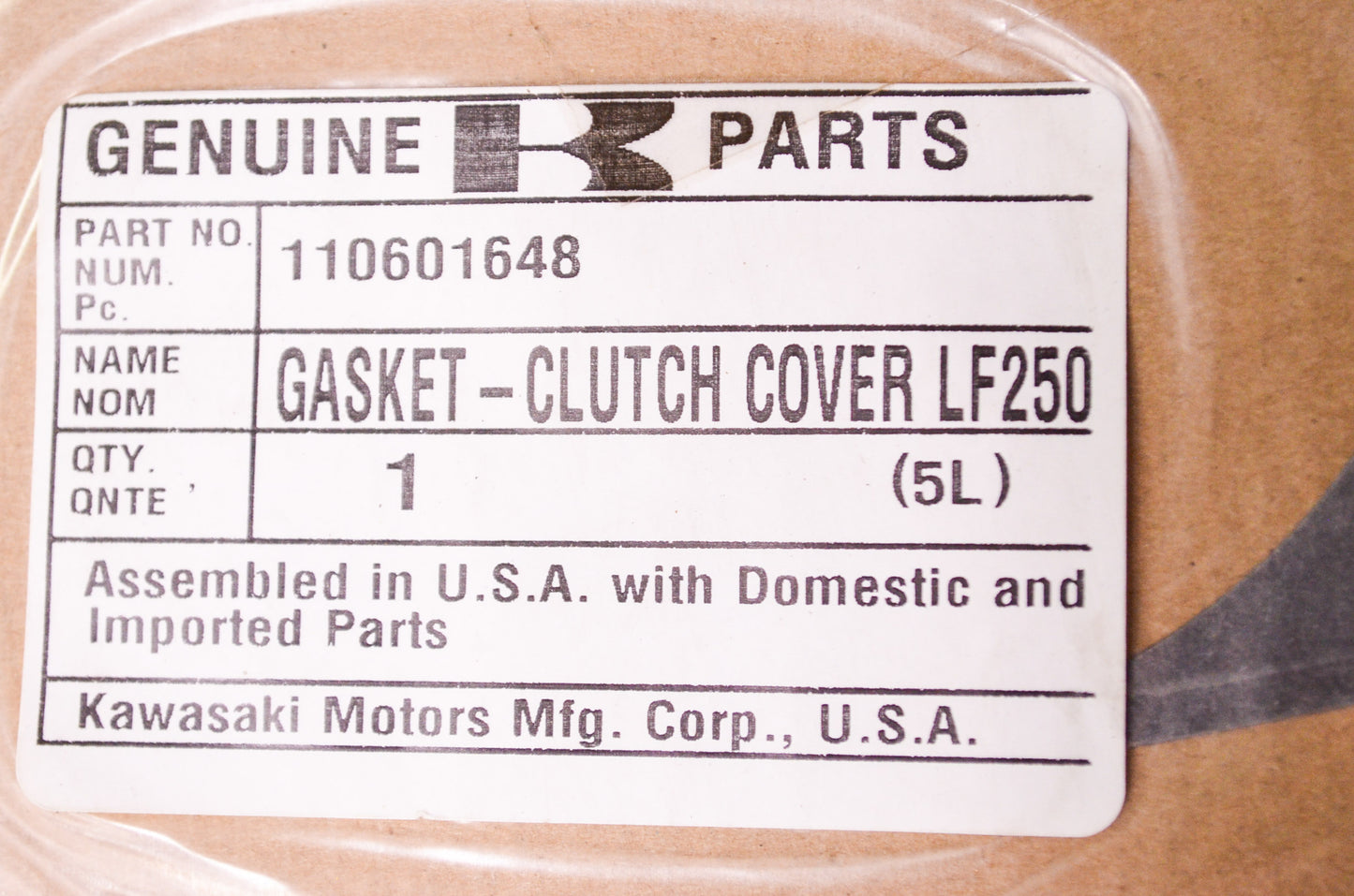 New OEM Kawasaki 11060-1648 Clutch Cover Gasket NOS