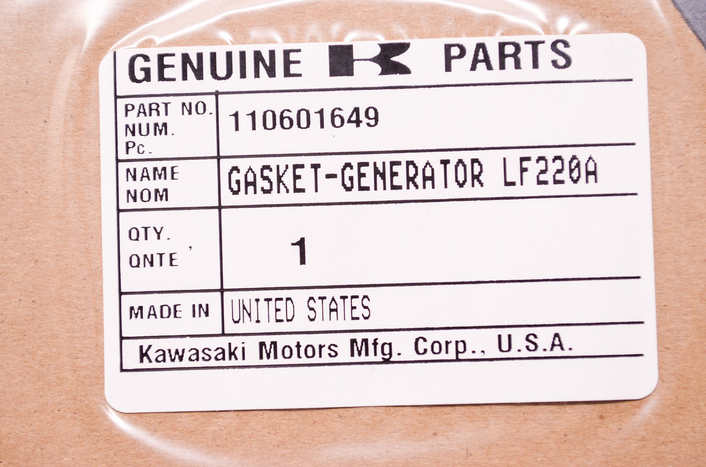 Generator Gasket NOS