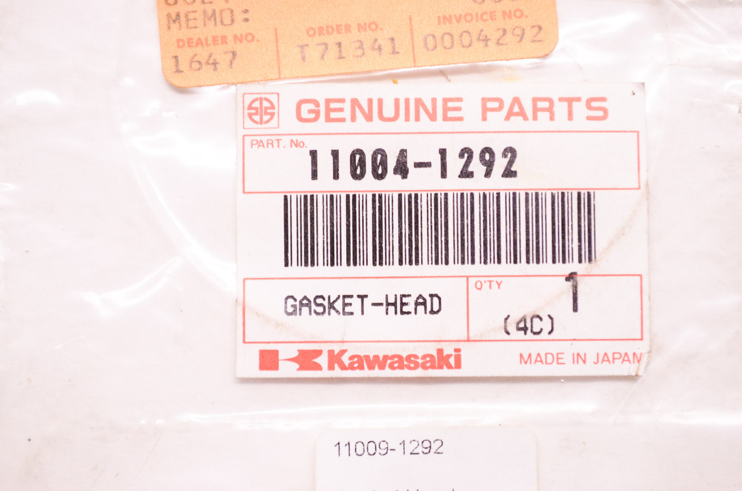 New OEM Kawasaki 11004-1292 Head Gasket NOS