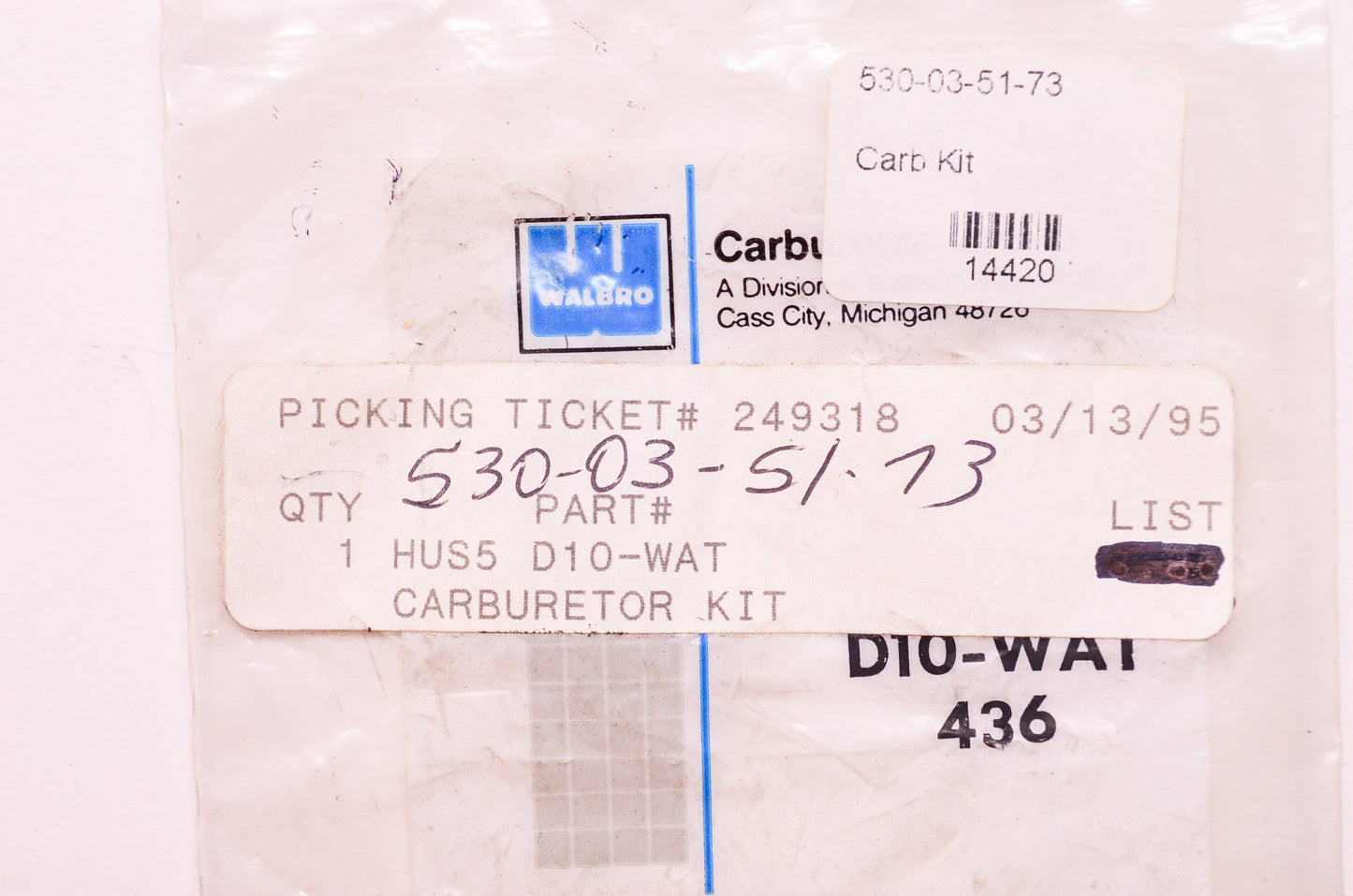 Carburetor Gasket Diaphragm Kit NOS