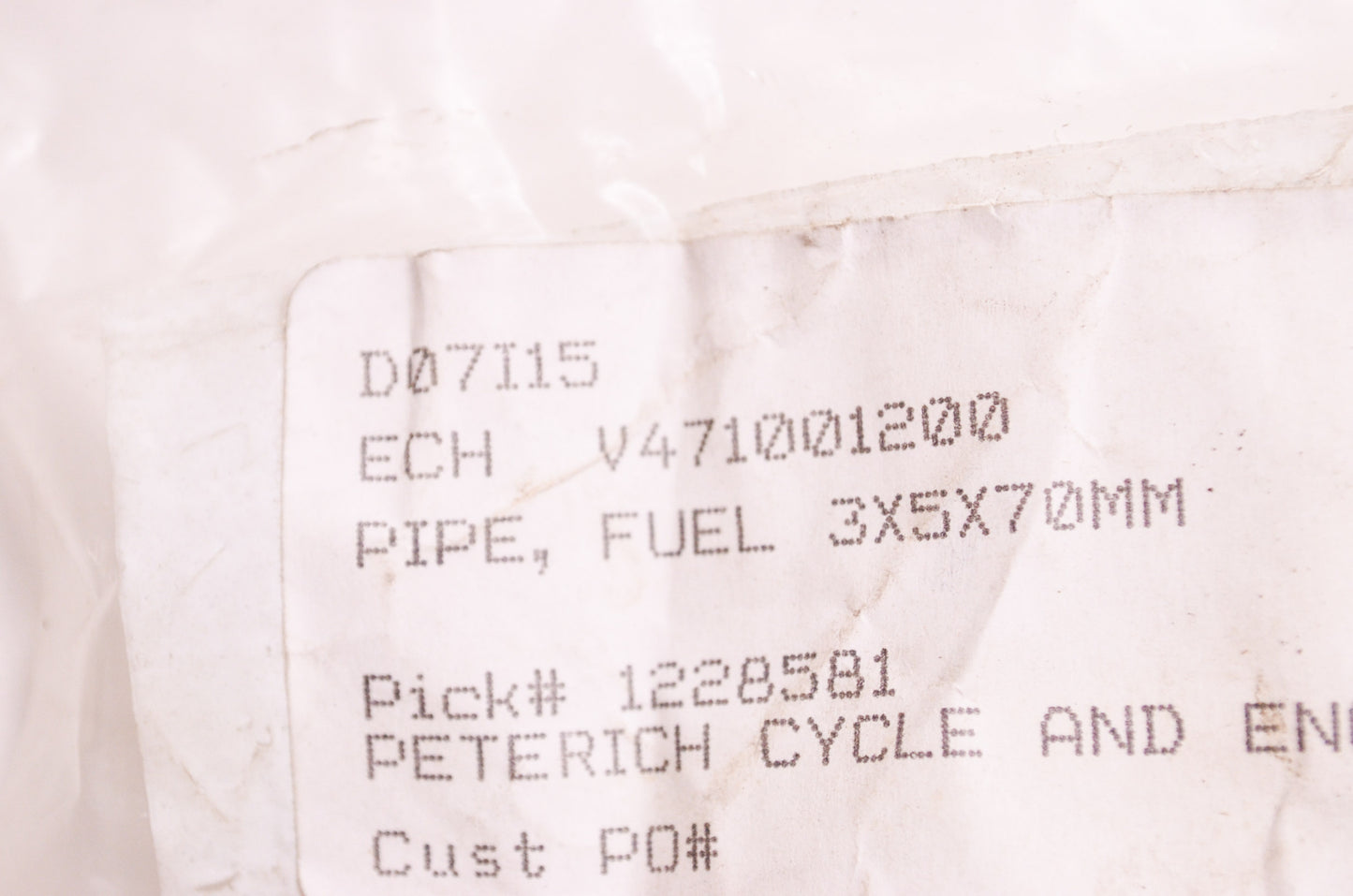 New OEM Echo Fuel Pipe 3x5x70mm