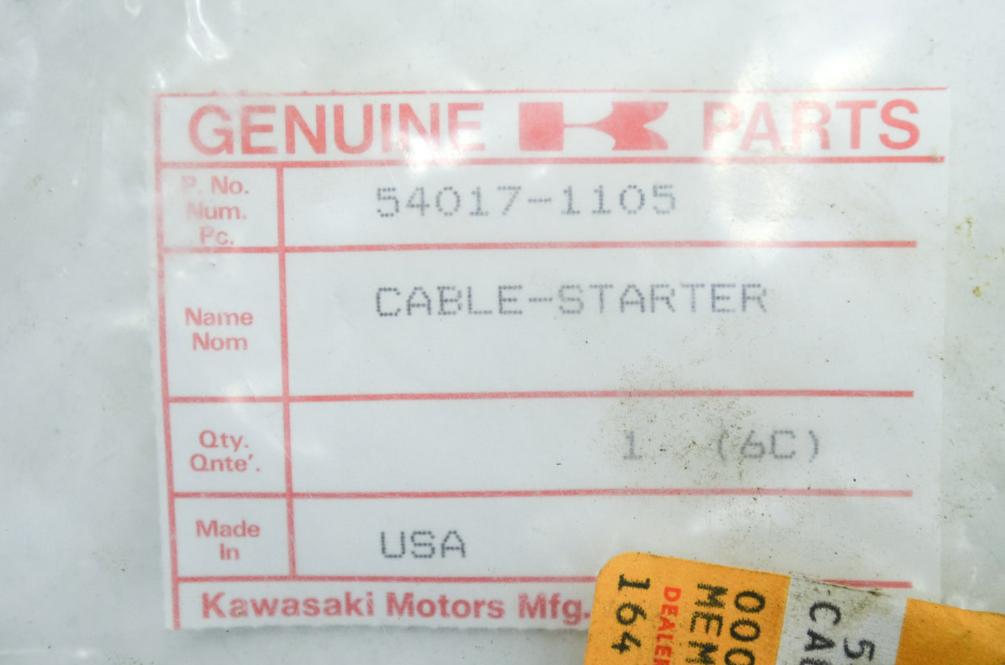 OEM Kawasaki 54017-1105 Starter Cable NOS