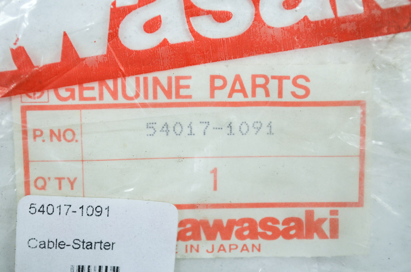 New OEM Kawasaki 54017-1091 Starter Cable NOS
