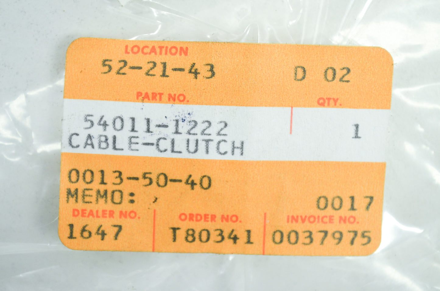 OEM Kawasaki 54011-1222 Clutch Cable NOS