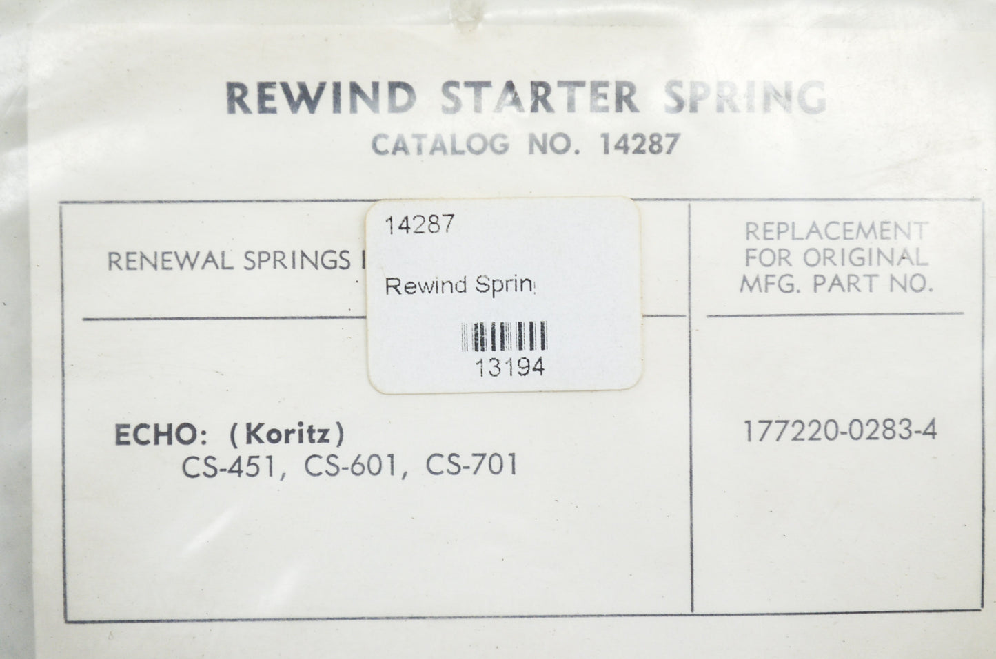 Rewind Spring Echo CS-451 CS-601 CS-701 NOS