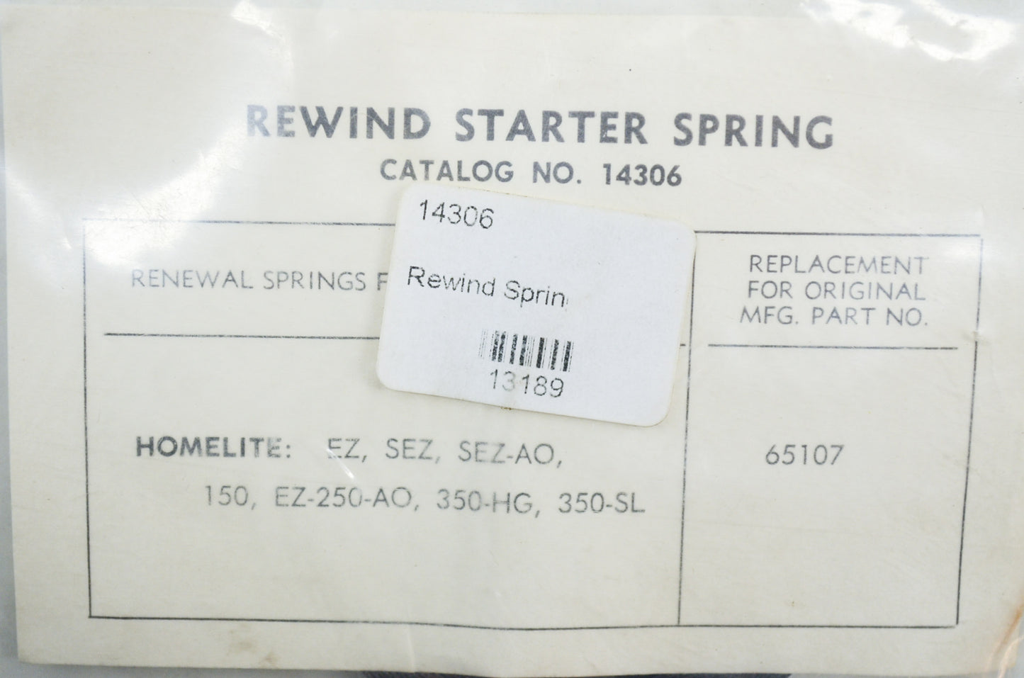 Rewind Spring Homelite EZ SEZ 150 NOS