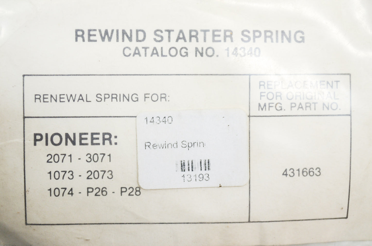 Rewind Spring Pioneer 2071 1073 1074 NOS