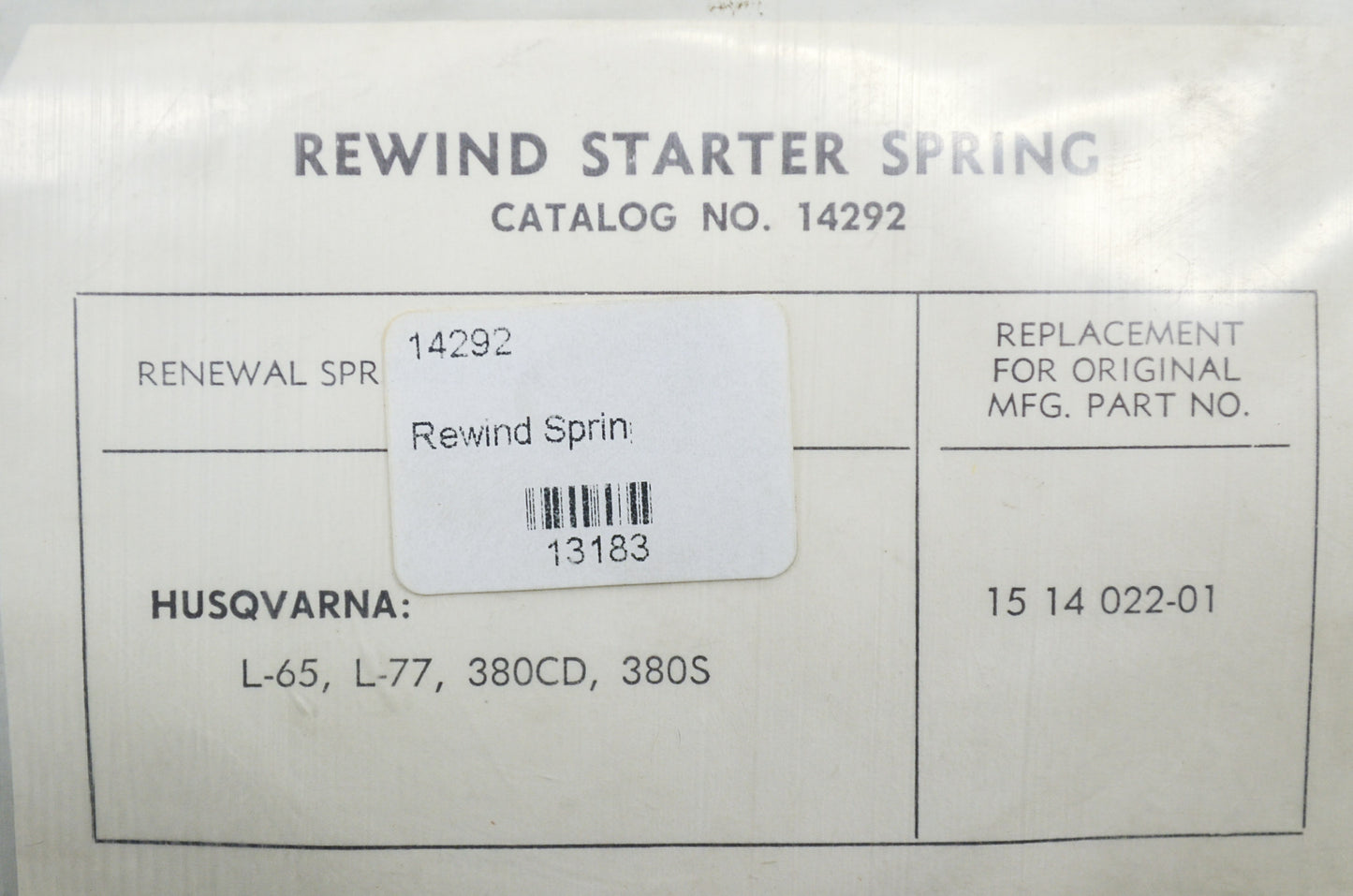 Rewind Spring Husqvarna L-65 L-77 380CD 380S NOS