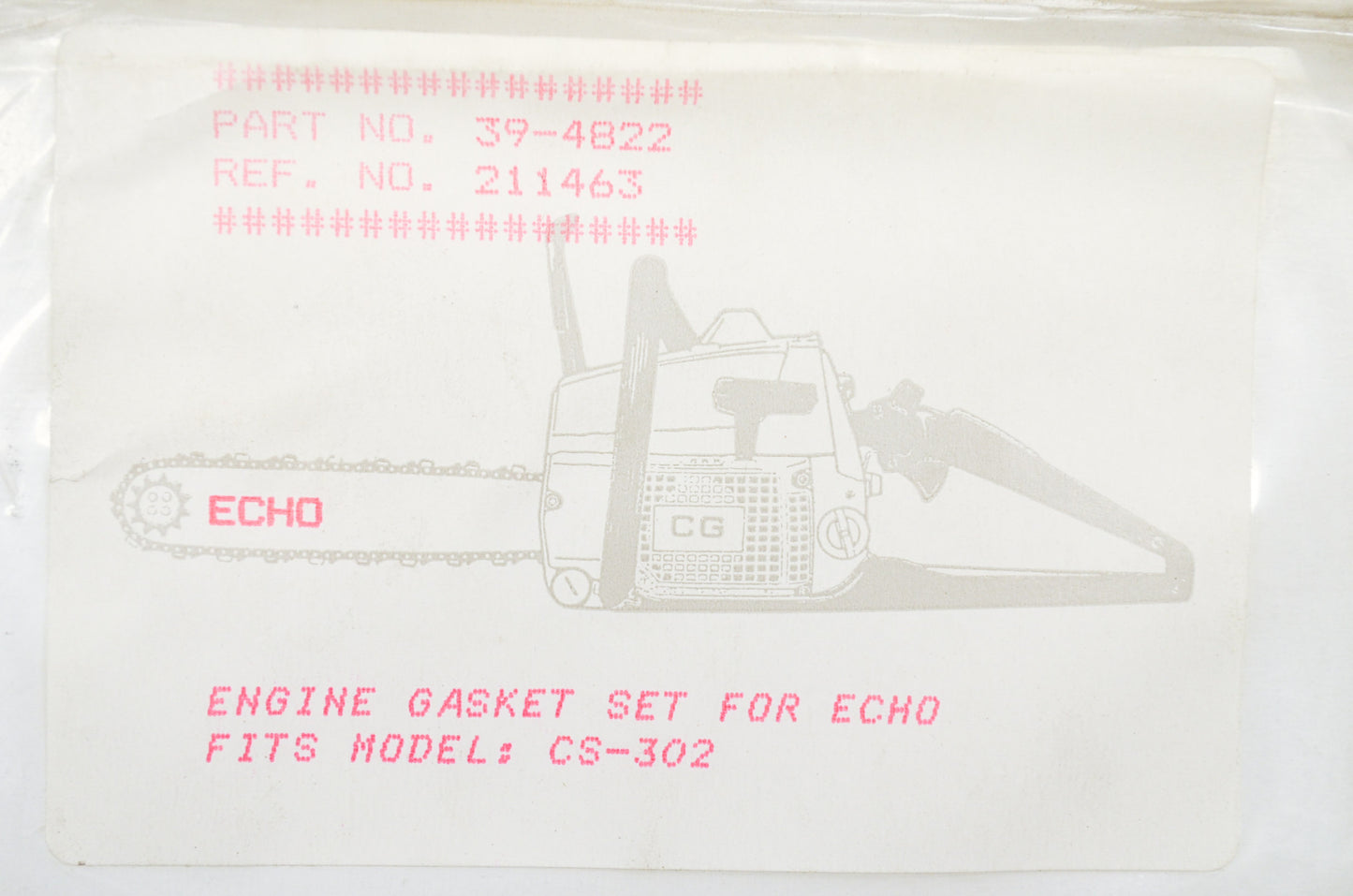 Engine Gasket Set for Echo CS-302 Missing Pieces NOS