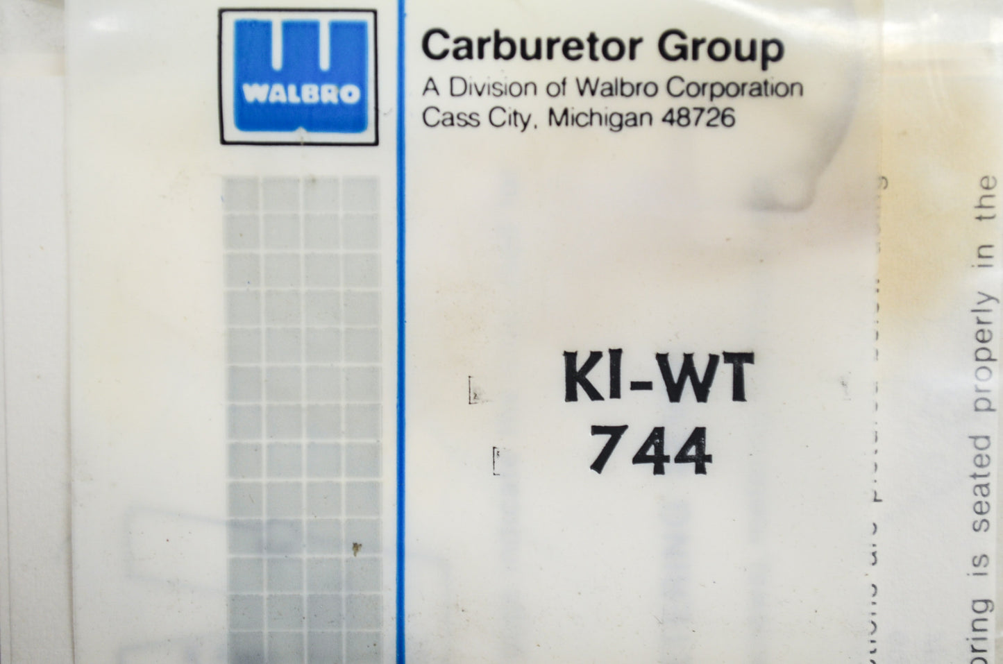 New Walbro Repair Kit 744 NOS
