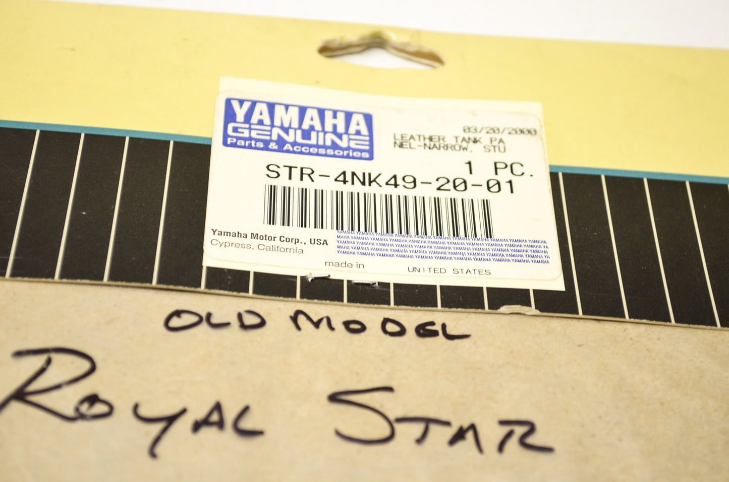 OEM Yamaha STR-4NK49-20-01 Leather Tank Panel NOS
