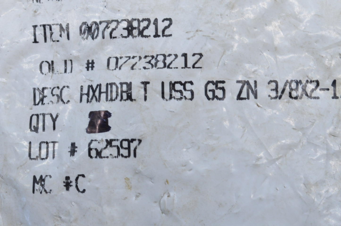 Wurth 007238212 Hex Bolt Qty 6 NOS